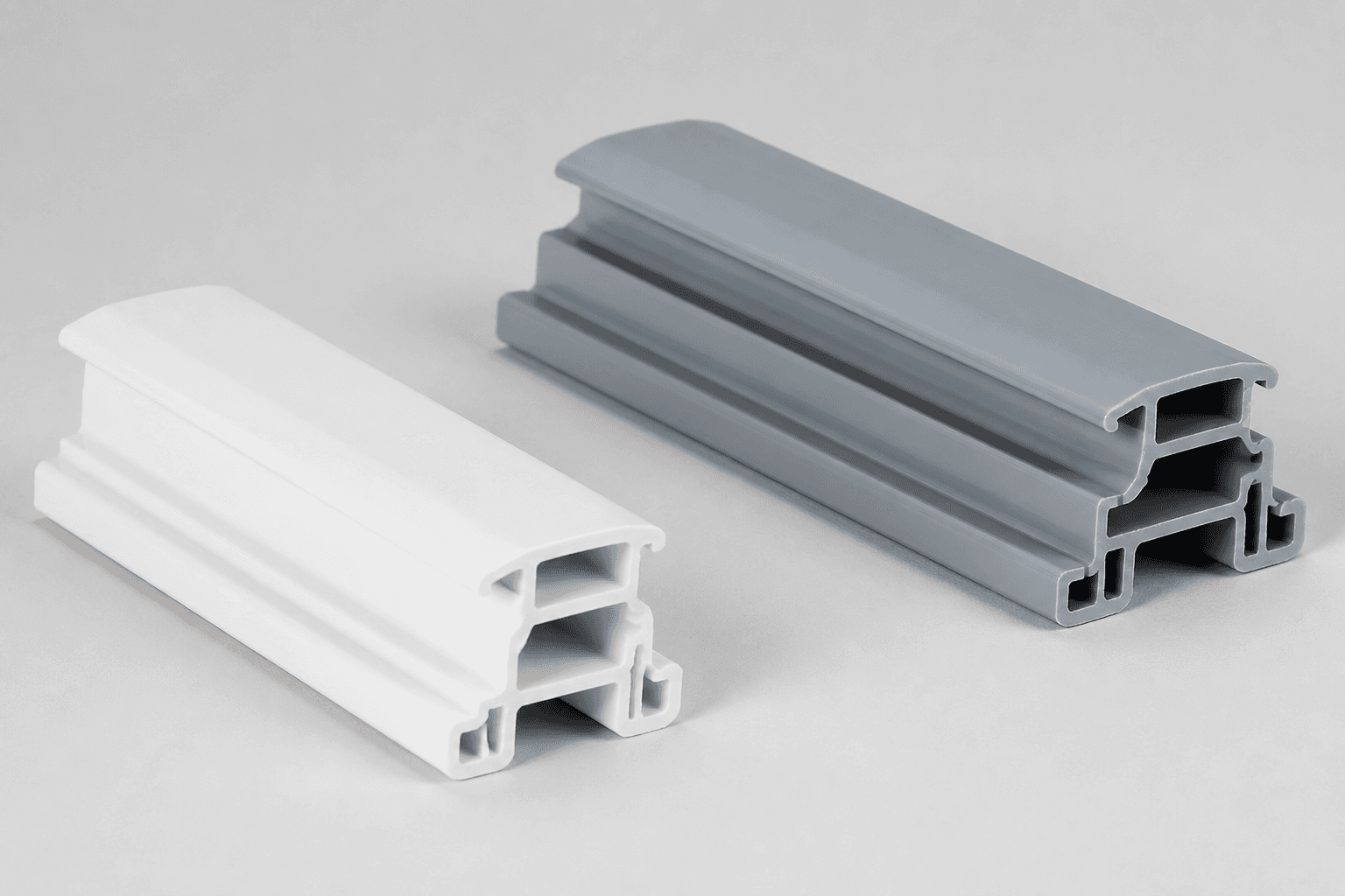 Imagen referencial de acoples de PVC. No corresponde al perfil exacto de Térmico.