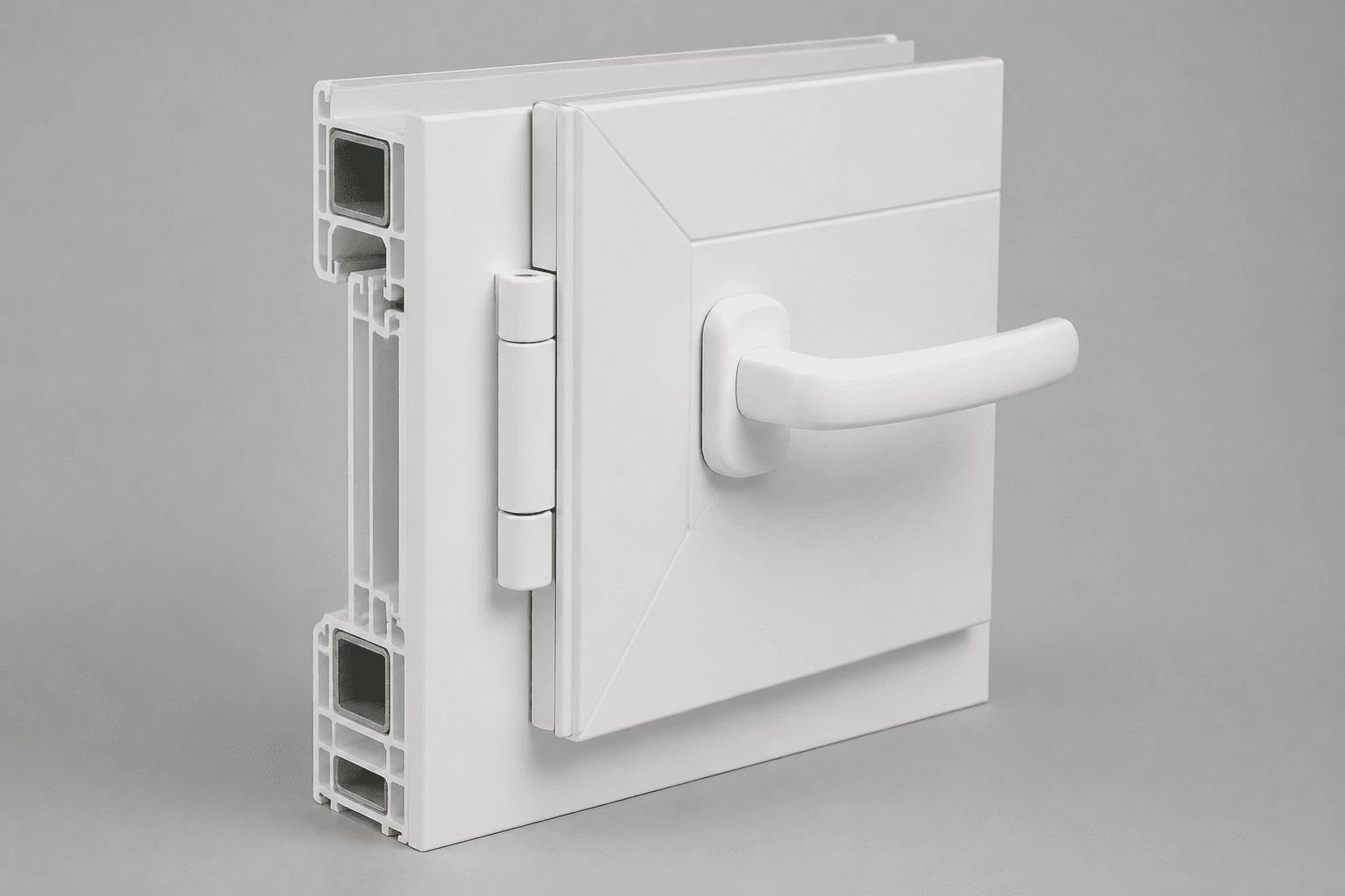 Imagen referencial de puertas de PVC. No corresponde al perfil exacto de Térmico.